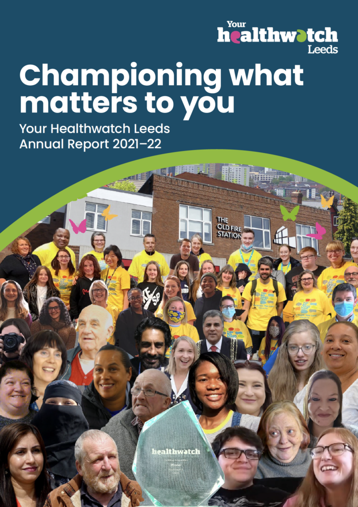 Image of the cover of the Healthwatch Leeds Annual Report