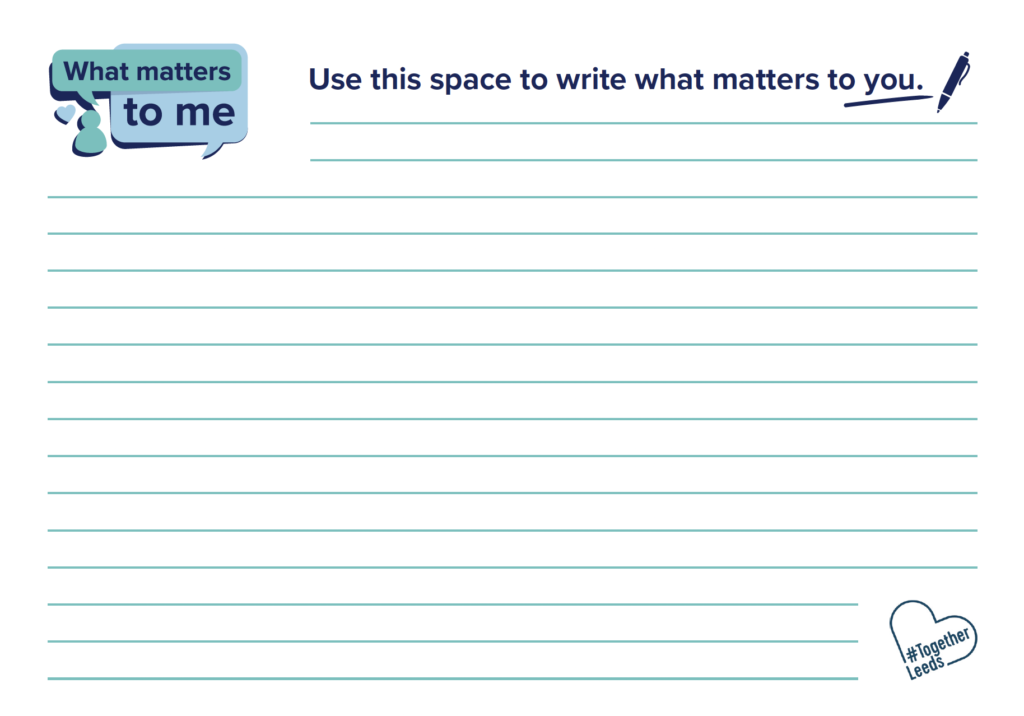 Image of the reverse side of the what matters to me postcard