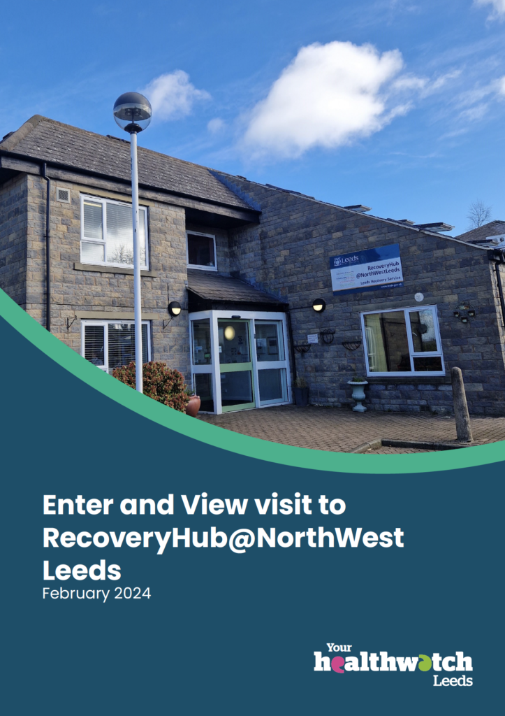Report cover for Enter and view visit to recovery hub at north west Leeds 2024.