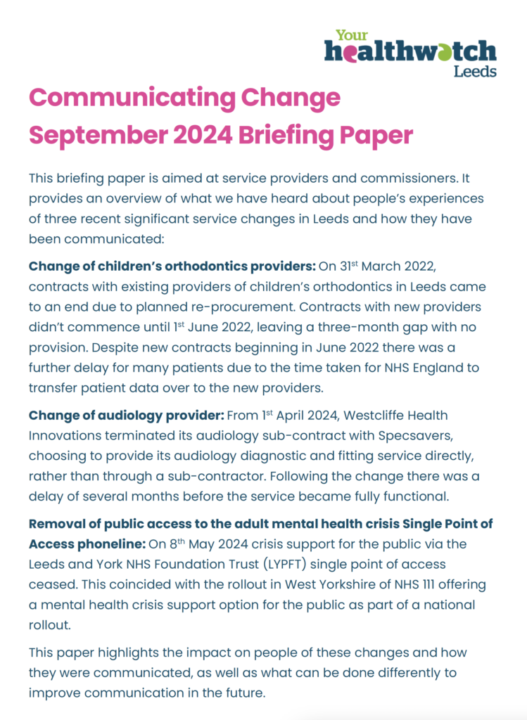 Communicating change September 2024 briefing paper.